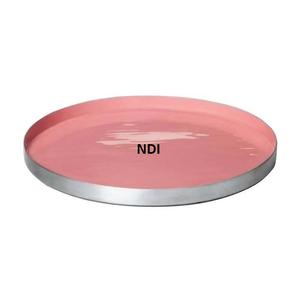 Plateau de service en métal de style luxueux avec finition en émail Plateau de service pour nourriture, café et thé Plateau de service de forme arrondie au design fait à la main - Product Image 1