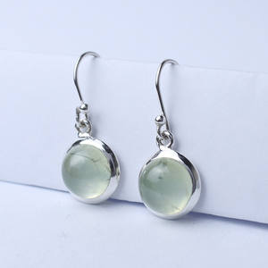 Pendientes colgantes de piedras preciosas de Prehnita de 9mm de Plata de Ley 925 sólida al por mayor, joyería hecha a mano para fiesta, fabricante Original - Product Image 6