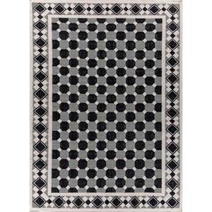 พรมขนสัตว์ทอแบบแบนอัลฮัมบราสีเทาและสีดำ ลายเรขาคณิตและลวดลายนามธรรม สำหรับห้องโถงบ้านและห้องรูปสี่เหลี่ยมผืนผ้า-ADWL-13159 - Product Image 1