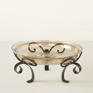 Tazón de servicio de metal de diseño más atractivo con soporte de base de diseñador dorado Tazón de servicio para decoración de boda - Product Image 1