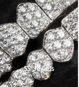 Grillz en argent sterling plaqué rhodium de haute qualité avec diamant moissanite VVS taille brillant rond, 24 dents - Product Image 6