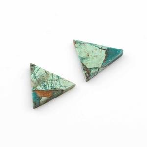 Piedras preciosas sueltas verdes con forma de triángulo plano doble liso compuesto de cobre crisocola Natural de 12mm al por mayor para joyería - Product Image 4