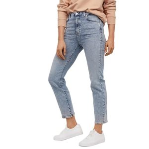 กางเกงยีนส์แฟชั่นลำลองสีพื้น,กางเกงเข้ารูปสีล้วนยาวถึงข้อเท้ากางเกงเอวกลางสำหรับผู้หญิงจากบังกลาเทศ - Product Image 2