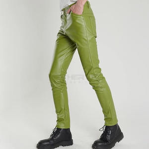 Pantalones de cuero ajustados a la moda para hombre, ropa informal, pantalones de cuero originales de la mejor calidad para hombre - Product Image 3