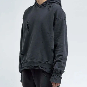 เสื้อฮู้ดดี้ทรงโอเวอร์ไซส์แบบย้อมสีเอซิดสไตล์ดิสเทรสสำหรับผู้ชาย พร้อมโลโก้แบบกำหนดเอง ดีไซน์เรียบง่าย ผ้าฝ้าย 100% ระบายอากาศได้ดี เหมาะสำหรับฤดูหนาว - Product Image 2