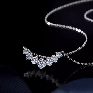 Collar de Plata 925 con Colgante de Moissanita de Lujo para Mujer, Diseño de Flor Sonriente, Joyería Fina, Accesorio de Moda, Regalo de Navidad - Product Image 3