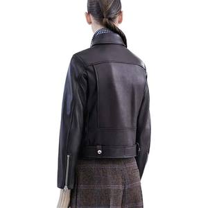 Vestes en cuir pour femmes, coupe régulière, manches longues, respirantes, mode hiver, en cuir de vache, tricotées sur mesure, imperméables, écologiques - Product Image 4