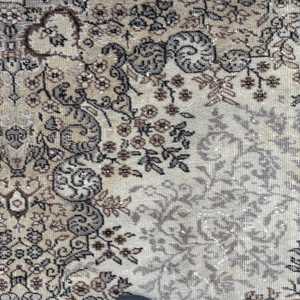 Vintage 5.7x9 ft Turkish <b>Wool</b> Rug Eco-Friendly Patchwork Design with <b>Brown</b> Plants & Trees Latex Backing - Product Image 4