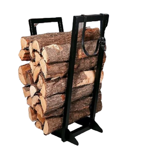 Estante de almacenamiento de madera de diseño vintage en negro con acabado recubierto de polvo perfecto para accesorios de fogata al aire libre de alta calidad - Product Image 2