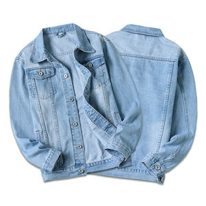 Fashion Regular Sleeve Coated Stand Collar <b>Denim</b> <b>Jacket</b> <b>Men</b> Casual Solid Color Vintage Slim Fit - Product Image 5