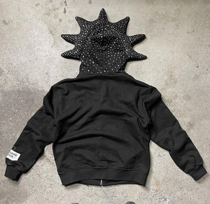 Personalizado de alta calidad con capucha 100% algodón Sudadera con capucha personalizada GSM French Terry Rhinestone Zip Up Hoodies Fabricantes Unisex - Product Image 6