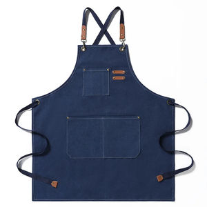Custom 100% Cotton Canvas Brown <b>Apron</b> <b>Waterproof</b> Oil-proof Double Pockets Customizable Embroidery Logo Multiple Color Options - Product Image 3