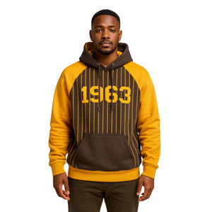 Sudadera con Capucha Iota Phi Theta, Año de Fundación 1963, Color Marrón, Franjas Doradas, Estilo Raglan, Ropa de Fraternidad Griega, Divine Nine HBCU - Product Image 1