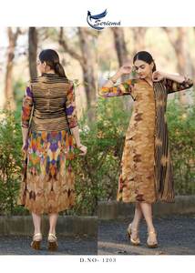 Đẹp Georgette Cổ Điển Ấn Độ Ăn Mặc/In Phương Tây Đa Màu Sắc Ấn Độ Một Mảnh Ăn Mặc <span class=keywords><strong>Kurti</strong></span> Cho Phụ Nữ Mặc Giản Dị - Product Image 5