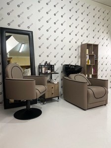 DECORS ALL Chaise de barbier hydraulique moderne beige avec base en similicuir, utilisation en salon, repose-pieds réglable, garantie de 3 ans, modèle 6743 - Product Image 5