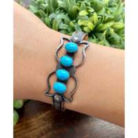 Bracelet manchette ajustable en argent sterling 925 bleu turquoise Sleeping Beauty Kevin Billah, fait main, tendance, certifié par un tiers