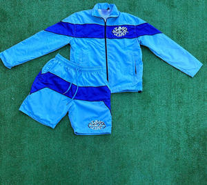 Custom Logo Unisex Knitted Baggy Jogger Streetwear Summer Cotton Plus Size Hip Hop Unisex <b>Shorts</b> Set - Product Image 1