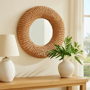 Espejo colgante de pared de jacinto de agua mejor oferta espejos circulares con material natural precio barato al por mayor - Product Image 6