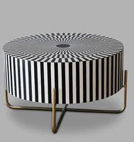 Elegante Mesa de Centro Moderna Ecológica de Pino y MDF con Incrustaciones de Hueso, Hecha a Mano, Ligera, Impermeable, para Sala de Estar o Baby Shower