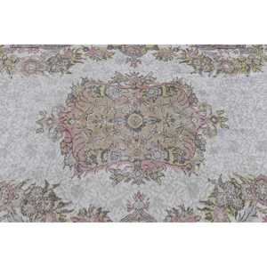 พรมวินเทจขนาด 5.6x9.6 ฟุต พรมตุรกี พรมขนสัตว์สีขาวล้วน - Product Image 4