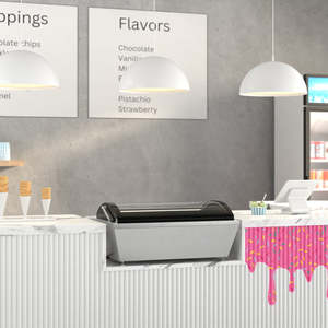 ตู้แช่ไอศกรีมสแตนเลส4กระทะขนาด32นิ้วสำหรับวางบนเคาน์เตอร์ครัวเชิงพาณิชย์ KM-CGDR-4P แบบกระจกโค้ง - Product Image 6