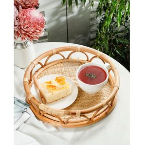Bandeja de servicio de ratán hecha a mano 100% desayuno de madera/Decoración de frutas con perlas rectangulares y formas cuadradas para uso en la cocina - Product Image 2