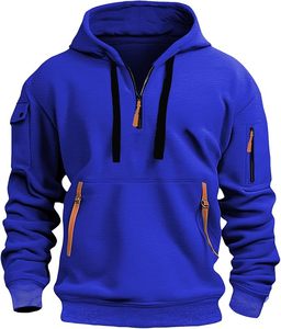 Pulls à capuche d'hiver pour hommes de haute qualité, 100% coton polaire, respirant, coupe-vent, écologique, coupe ample - Product Image 2