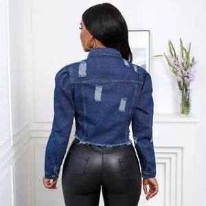 Nouveau personnaliser Design recadrée femme veste 2025 élégant lavé Denim veste haut tendance 100% coton plaine jean veste - Product Image 3