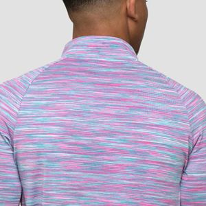 Logo réfléchissant léger respirant rose bleu 88% Polyester 12% élasthanne Slim Fit hommes Trail 1/4 Zip manches longues chemise - Product Image 6