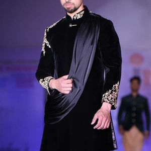 ZARDOZI BORDADO en TERCIOPELO INDO WESTERN HOMBRE VESTIDO Y ZAPATO 2022 TALLA MAS FIESTA-WEAR/BODA - Product Image 1