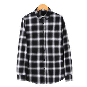 Camisas de franela cepilladas teñidas con hilo de algodón 100% para hombre, personalizadas, de tallas de 2017, rojo, negro, ropa de calle larga de punto - Product Image 5