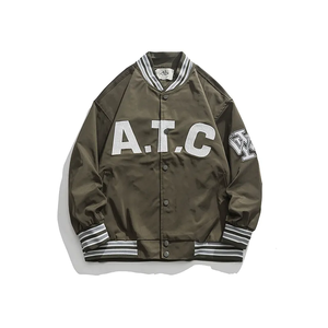 OEM tendencia personalizada mangas de cuero Chenille bordado parcheado chaquetas Vintage Streetwear chaquetas de béisbol todos los colores - Product Image 5