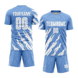 Personalizado azul claro blanco sublimación uniforme de fútbol Jersey transpirable fútbol Jersey diseños de calidad superior juegos de fútbol juvenil - Product Image 2