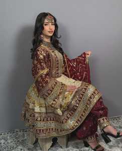 Robes de mariée afghanes vintage en dentelle brodée à pampilles sur toute la longueur pour dames en différentes couleurs - Product Image 2