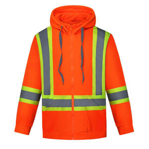 Sudadera con Capucha Naranja de Alta Visibilidad 2026 al por Mayor con Franjas Reflectantes y Cremallera Frontal, Chaqueta de Seguridad para el Trabajo, Precio Razonable, OEM - Product Image 1