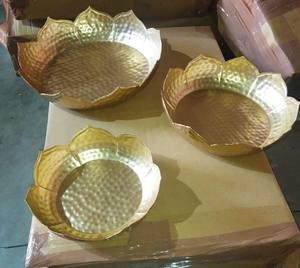 Juego de 3 cuencos para servir con diseño de hojas de lujo para el hogar, Hotel, restaurante, cuenco, cuenco y platos para servir frutas de Metal de Color dorado - Product Image 2