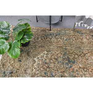 Tapis en laine patchwork beige marron classique 9.1x12.2 pieds Design turc pour la maison vivant Rectangle forme Latex pour entrée chevet - Product Image 2