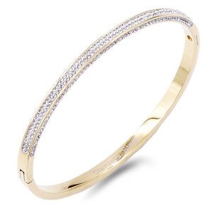 <b>Gold</b> Plated Stainless Steel <b>Bangle</b> Bracelet With CZ Stones Elegant Channel Setting Women's Fine Jewelry - Product Image 3