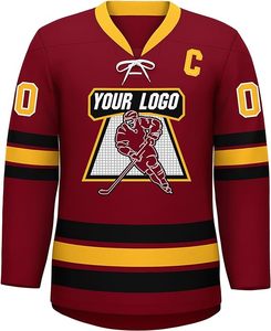 Uniformes de hockey sur glace de haute qualité Sublimation complète col en V uniformes de hockey sur glace faits en polyester régulier - Product Image 2