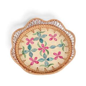 Plato Ecológico de Nácar con Ribete de Ratán Tradicional para Decoración de Mesa de Comedor y Servicio en el Hogar, Procedente de Vietnam - Product Image 2