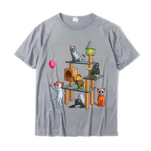 재미있는 고양이 공포 영화 고양이 연인을위한 귀여운 티셔츠 재미있는 편안한 탑 티셔츠 면 남성 탑 셔츠 편안한
