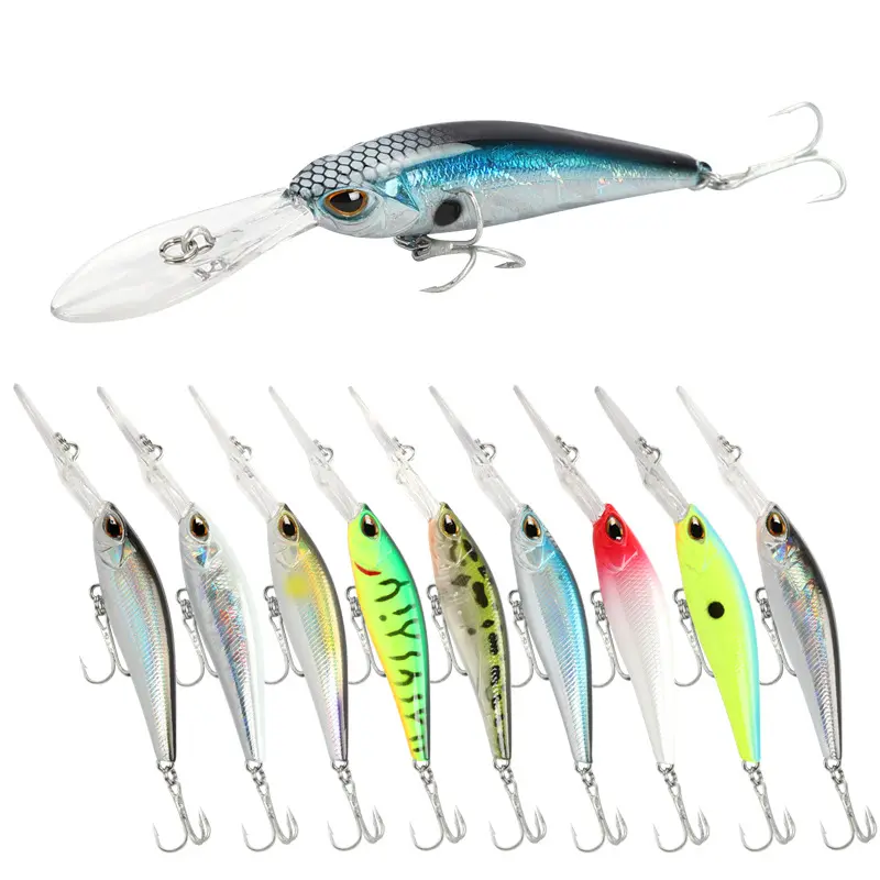 2022 Minnow Biển Sâu Thu Hút 90 MÉT 6 Gam Lưỡi Dài Scuba Bass Sâu Lặn Minnow Mồi Câu Cá