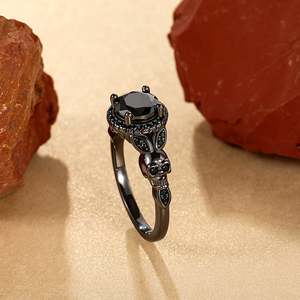 Jeulia Gothic Halo Black <b>Skull</b> <b>Ring</b> Sterling Silver Fashion Wedding Band - Product Image 5