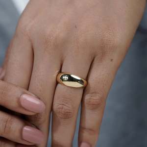 Personalized 14k Gold <b>Dome</b> <b>Ring</b> Classic and Trendy Wedding Band with Rose Gold Plating Inlaid Simple and Cluster <b>Rings</b> - Product Image 4