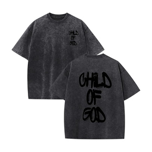 เสื้อยืดคริสเตียนยูนิเซ็กซ์ลายย้อมสีแบบวินเทจ 100% ผ้าฝ้ายออร์แกนิค เป็นมิตรกับสิ่งแวดล้อม ลายพระเยซูเด็ก  ทรงโอเวอร์ไซส์  สามารถปรับแต่งได้ - Product Image 1