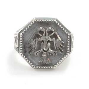 Bague pour homme en argent sterling 925 avec motif d'aigle anatolien et diamant plaqué or, prête pour le mariage, à porter au quotidien, avec porte-stylo - Product Image 2