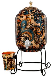 Polished Printed Copper <b>Water</b> Tank With Glass Stylish <b>Home</b> and Office <b>Water</b> Container Budget-Friendly Printed Copper <b>Dispenser</b> - Product Image 4