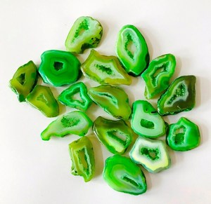 Natural verde rebanada ágata cabujón piedra preciosa pulida rebanada ágata piedra suelta para la fabricación de joyas - Product Image 3