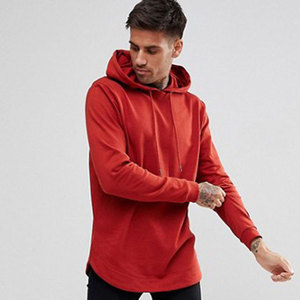 Sweat à capuche long en coton 100 % pour homme, ourlet incurvé, idéal pour la gym, personnalisable avec logo OEM, collection hiver, vente en gros - Product Image 3
