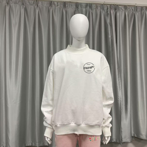 Alta calidad de las mujeres de uso diario de lana logotipo personalizado marfil Color sólido cuello falso pulóver de gran tamaño para jóvenes sudadera de peso pesado - Product Image 5